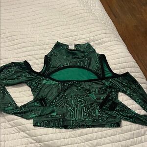 Crop top RAVE Green Circuit Pattern Women's Top Club EXX by Dolls Kill